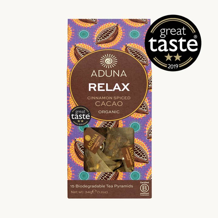 Aduna Superfoods – Engroshandel Sundheds-/detox-te – Cacao Relax Te | 15 Biologisk Nedbrydelige Teposer0