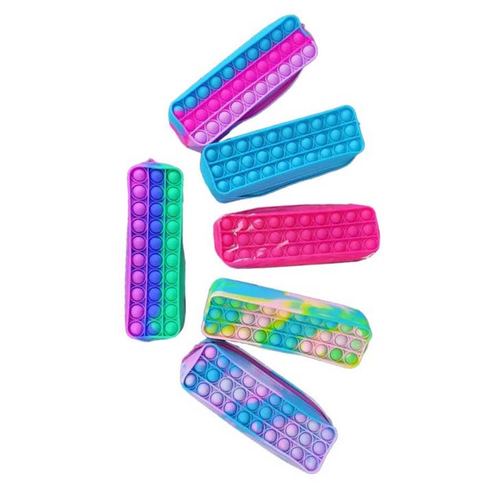 ASSORTED Tie Dye Bubble Pop Silicone Zipper Pencil Case for wholesale on Faire0