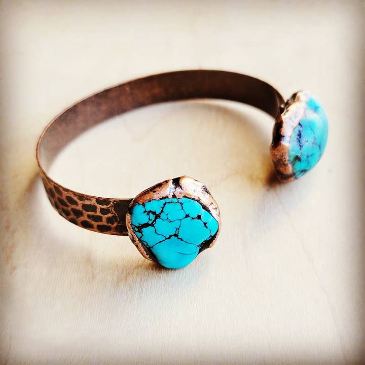 The Jewelry Junkie - Wholesale Cuff Bracelet - Genuine Natural Turquoise Cuff Bangle Bracelet 806t7