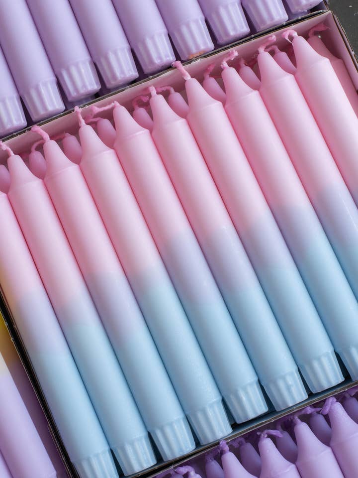 Taper candles- Spring vibes pastel pink / blue for wholesale by Nordtrice