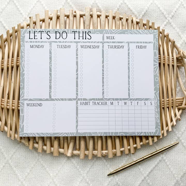 Weekly Planner Notepad with Habit Tracker for wholesale by chrpaperie