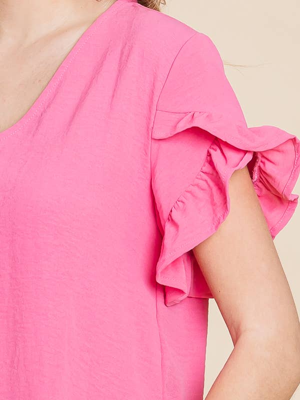 Culture Code - Wholesale Blouse - Women's - CWT1541 - V NECK RUFFLE SHORT SLEEVE TOP10