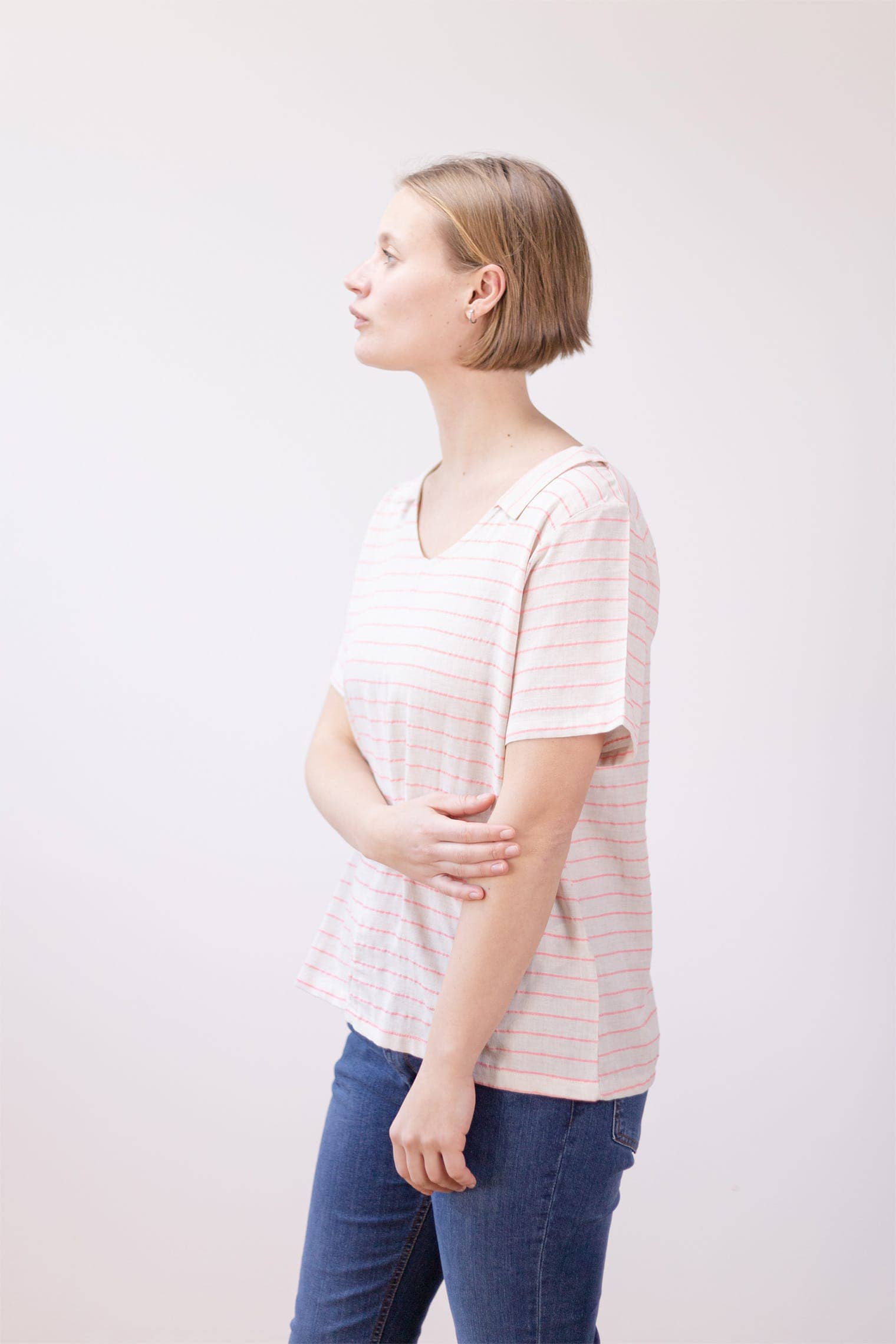 PAN Producto Básico - Wholesale Coat - Women's - Raw blouse with pink stripes8