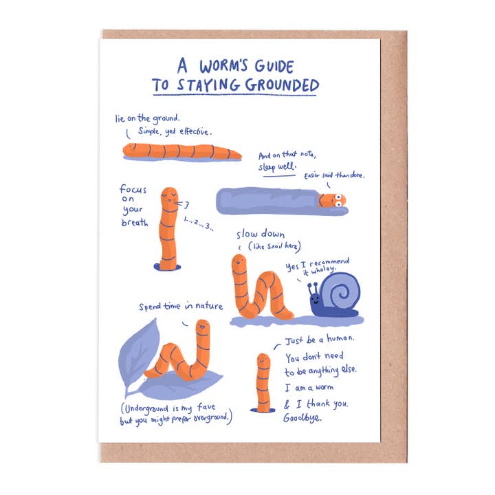 Wellbeing card - how to feel grounded from a worm for wholesale by Sarah Ray