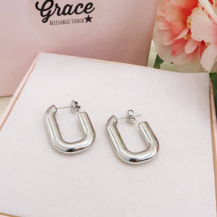 Daemon srls – wholesale Hoop-örhängen – CASSANDRA fyrkantiga hoops ~ Örhängen i ROSTFRITT STÅL5