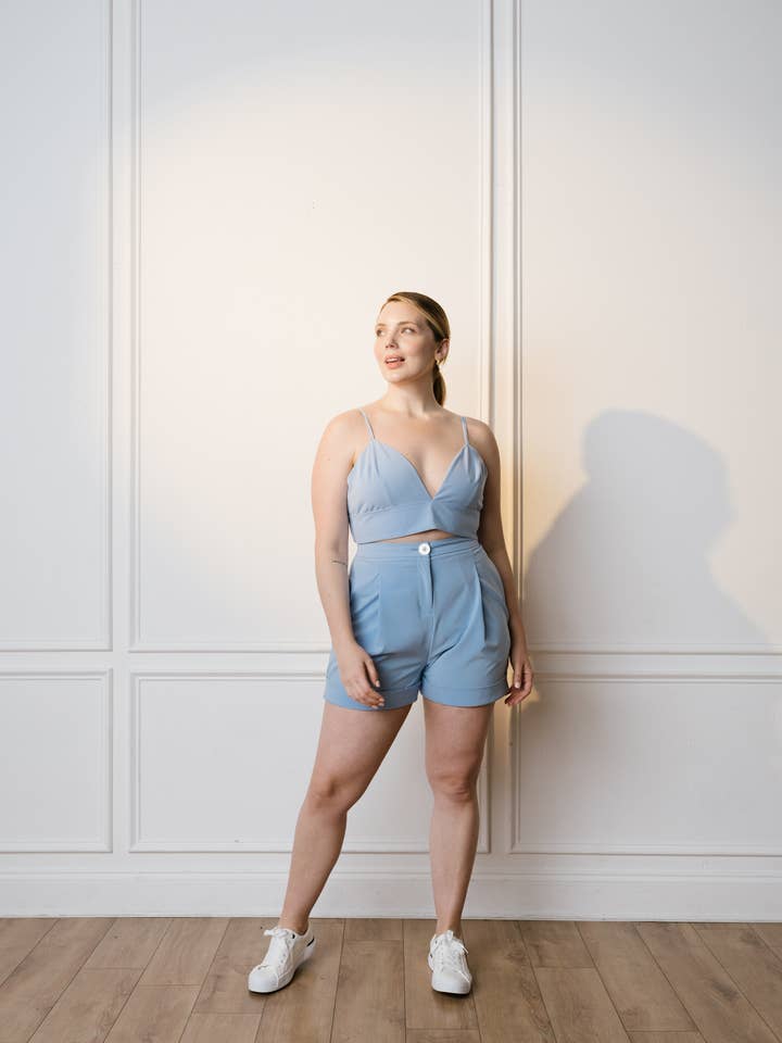 The Trouser Short (Blue) for wholesale by FRST JOHN