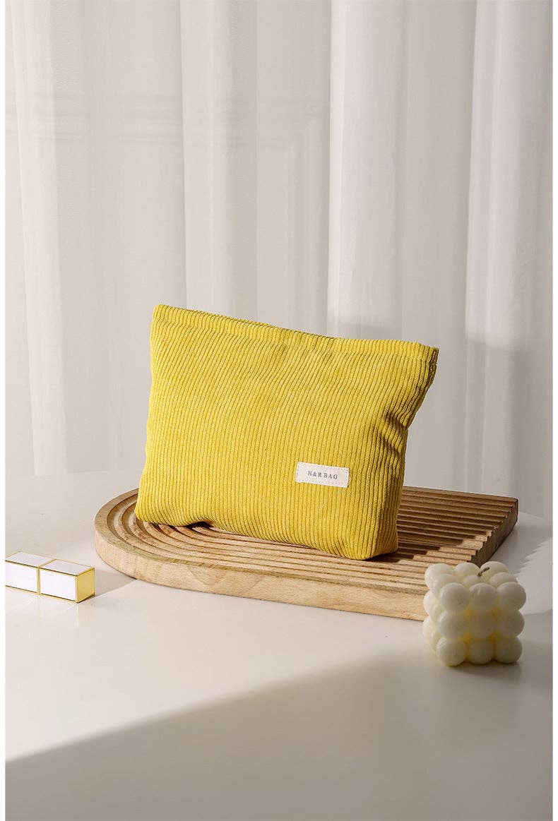 Dipped Shop - Wholesale Make-up/cosmetic bag - Simple Solid Color Corduroy Cosmetic Bag DPB10234