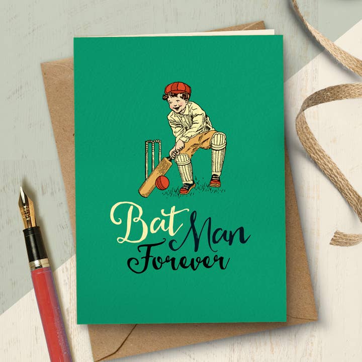 YAH160 Cricket birthday card for him, batman forever for wholesale by The Typecast Gallery