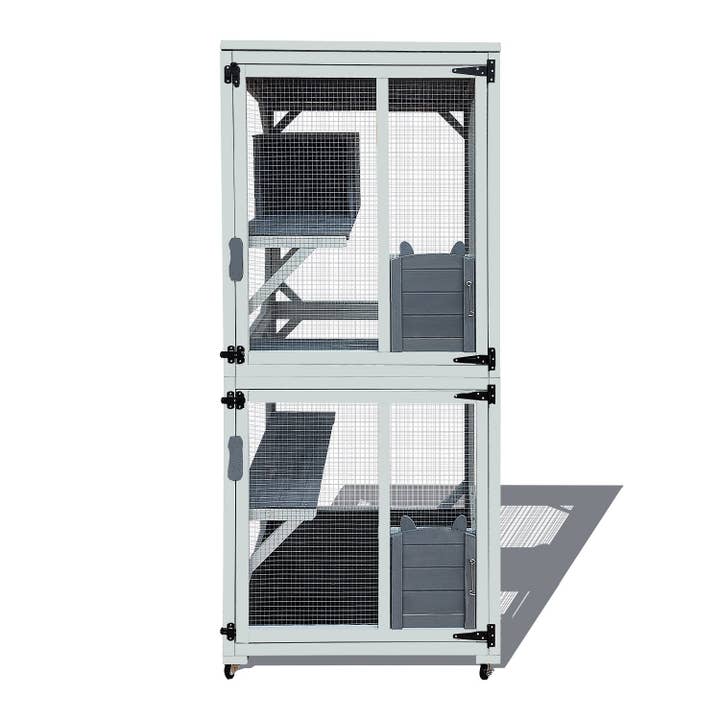 39F Inc. - Wholesale Pet Carrier - Cat - 71in Outdoor Wooden Catio with Roof and Wheels for Cats5
