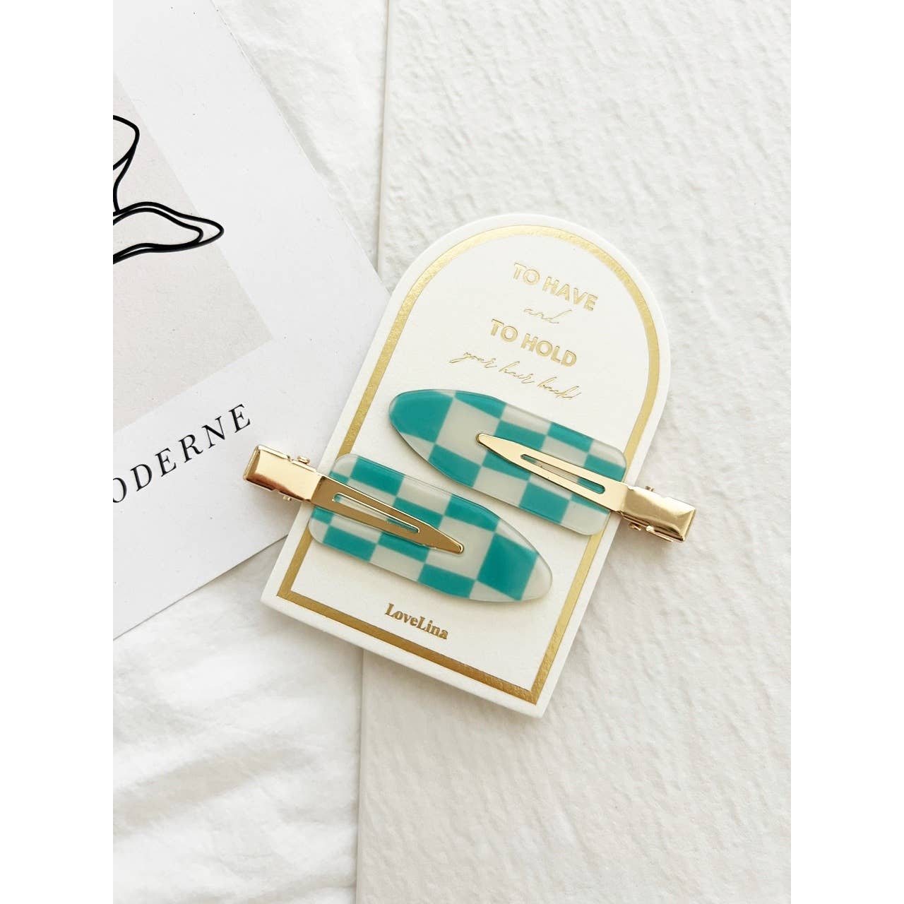 LoveLina - Wholesale Hair Clip - Women's - Crease Free Checkered Clips - DEBBIE Checkered4