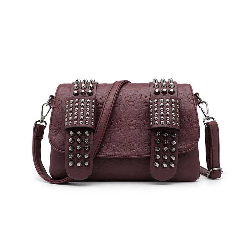 Tourtiwi - Wholesale Shoulder Bag - Women's - Embossed Skull Rivets Shoulder Bag5