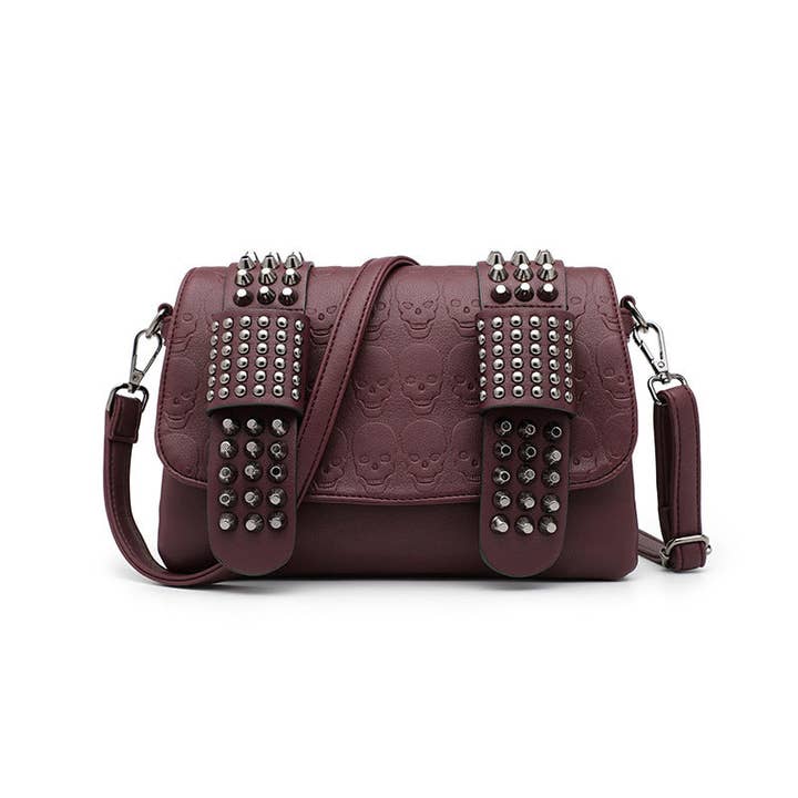 Tourtiwi - Wholesale Shoulder Bag - Women's - Embossed Skull Rivets Shoulder Bag5
