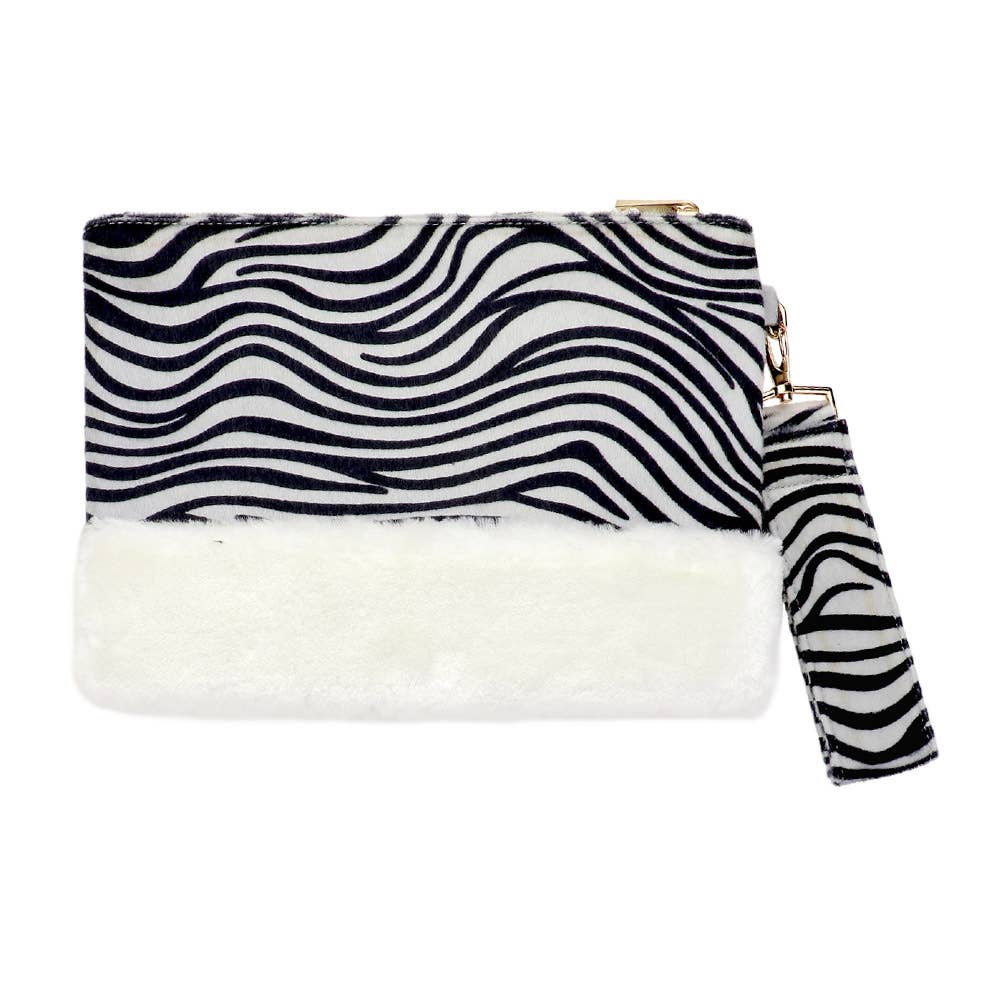 Sensibling Corp. – wholesale Clutch bag – women's – Zebra Animal Print Fur Clutch Bag1