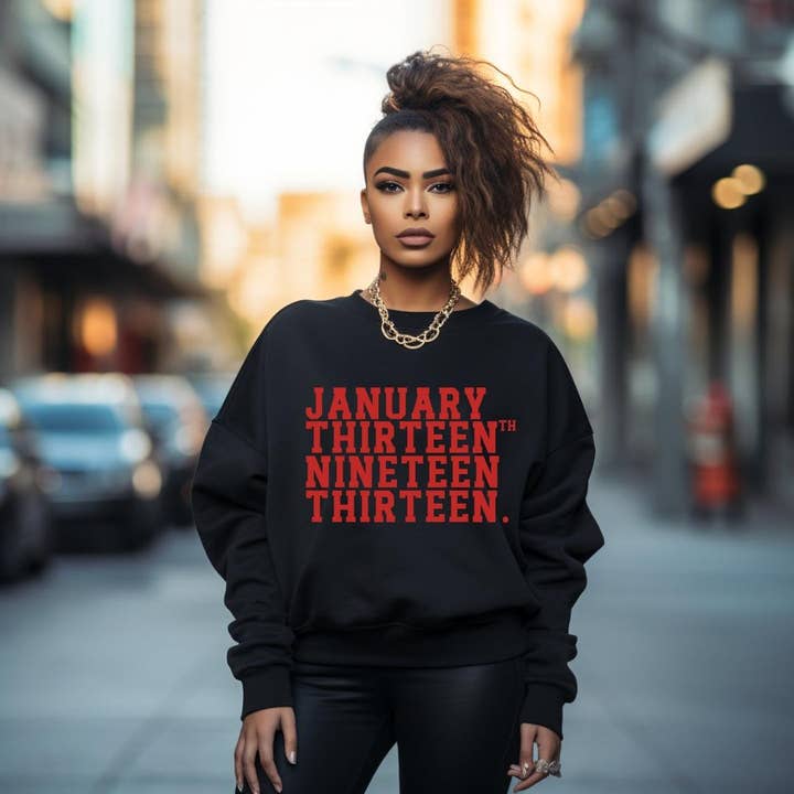 Vintage Januari Dertiende Crewneck Pullover Sweatshirt voor wholesale door CoRo & Company