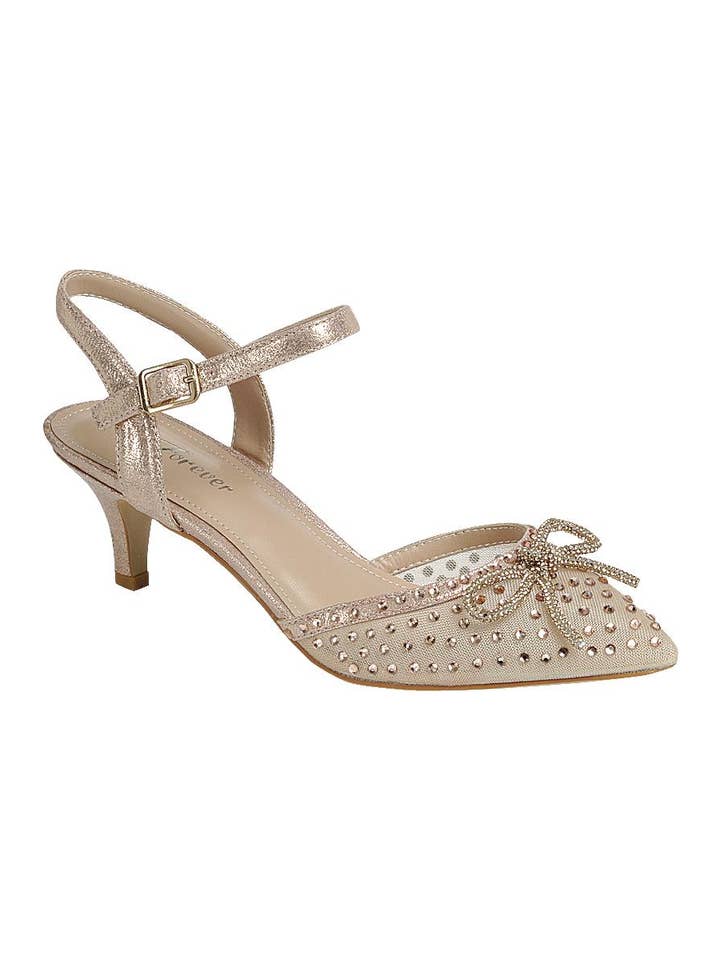FASHION EMPORIO - Wholesale Low Heels - Women's - Women Kitten Heel Ankle Strap Shoes FL-SILK-22