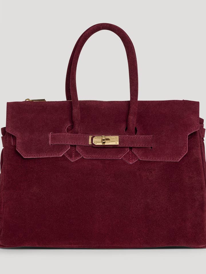 Elizabeth Bag in Burgundy Suede and Togo Leather for wholesale by Voemièn