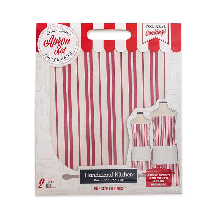 Handstand Kitchen - Wholesale Apron - Classic Striped Adult & Youth Apron Set – Matching 2pc1
