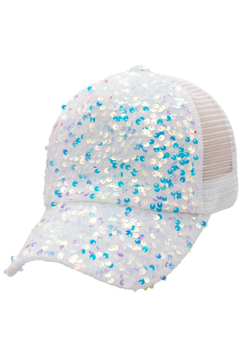 Cap Zone - Venta al por mayor Gorra trucker - Mujer - Gorra de camionero de poliéster adornada con lentejuelas metálicas6