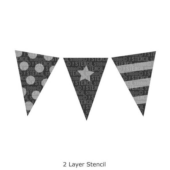 Bunting for Boys Stencil (2 Layer Stencil) for wholesale by The Stencil Studio