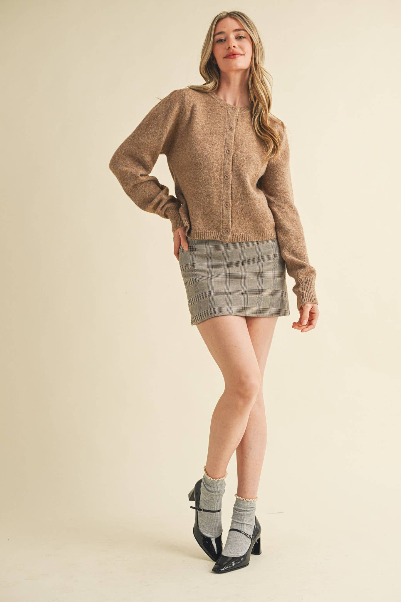 &MERCI - Wholesale Cardigan - Women's - LONG PUFF SLEEVE SWEATER CARDIGAN MSW1101844