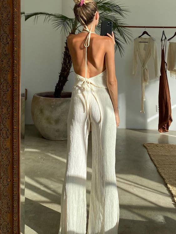 Strap Neck Mounted Backless Tops Pleated 2 Piece Sets and other Purchase Wholesale linen set. Free Returns & Net 60 Terms on Faire trending on Faire.