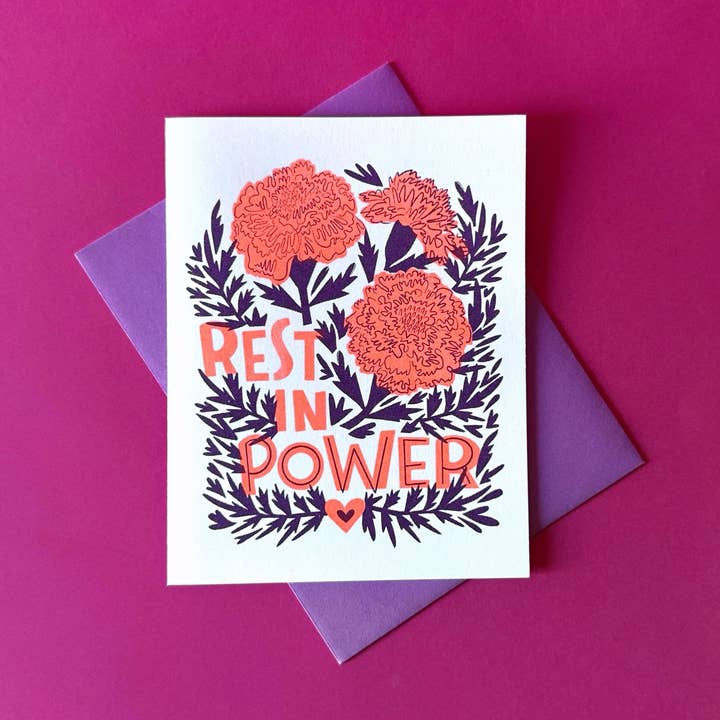 Descansa em Poder - Cartão de Condolências em Tipografia por atacado de Pier Six Press