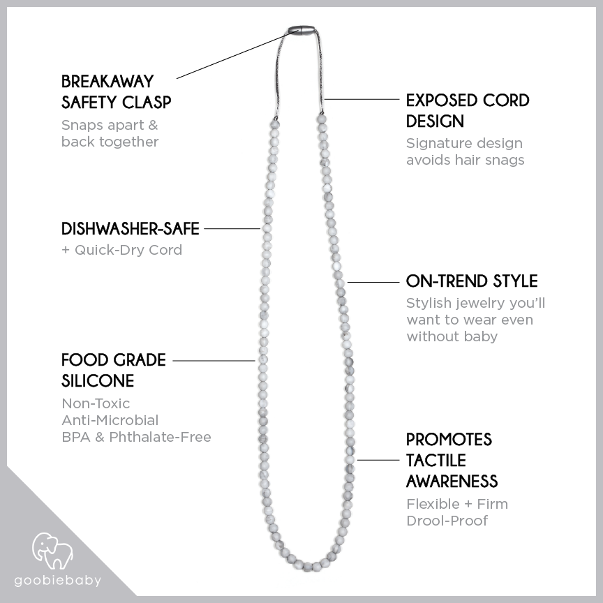 Goobie Baby – wholesale Tandsprickningshalsband - Baby – Zoe Teething Halsband - Marmor2