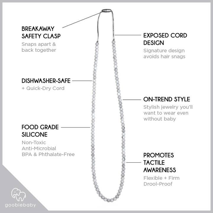 Goobie Baby – wholesale Tandsprickningshalsband - Baby – Zoe Teething Halsband - Marmor2