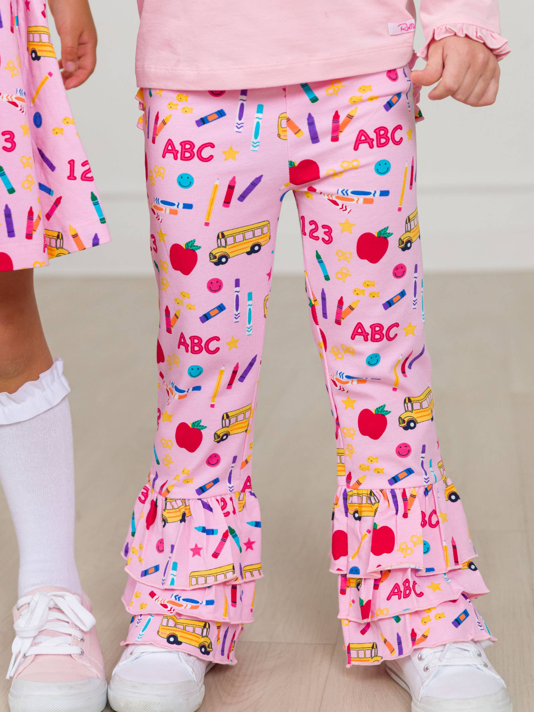 Baby Girls Pink School House Ruffle Flare Pants for wholesale on Faire3