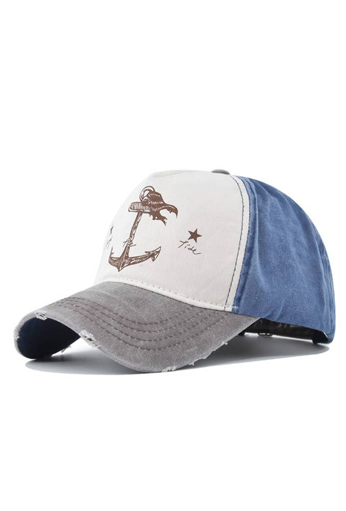 UNISHE - Wholesale Baseball Cap - Women's - Anchor Print Baseball Cap MOQ 3pcs DX0455