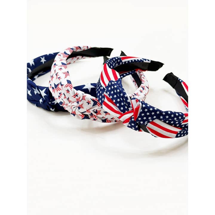 MIX COLOR USA Flag American Patriotic Twisted Headband for wholesale on Faire