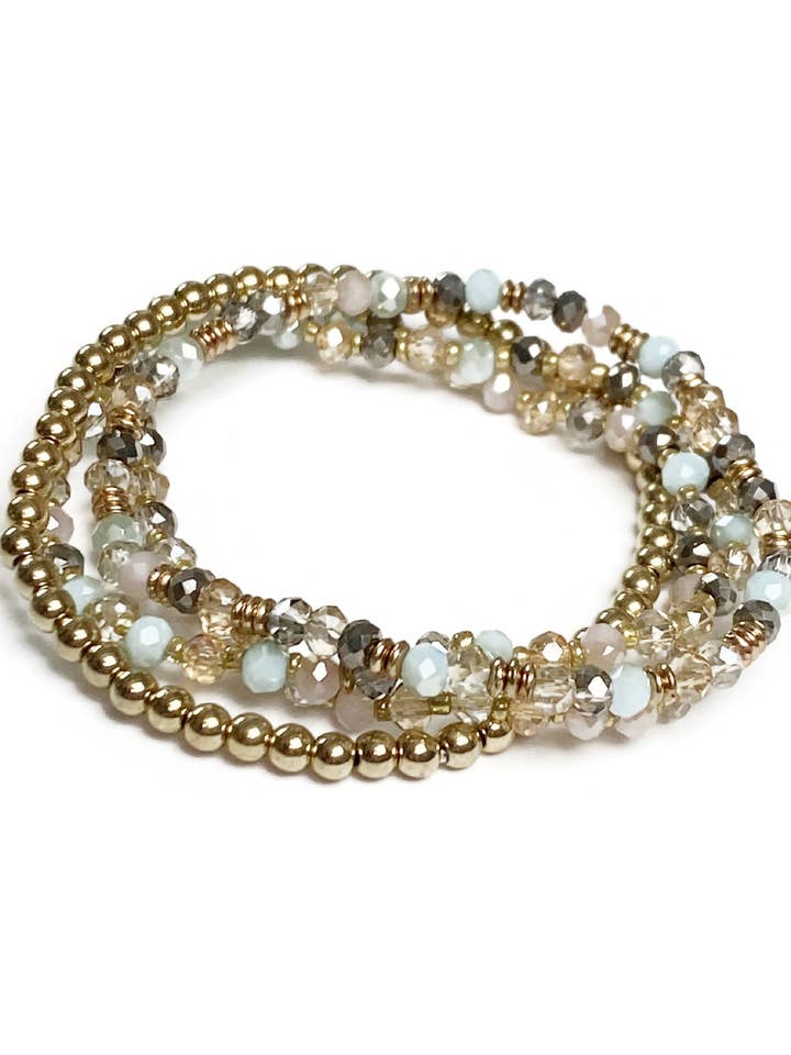 Conjunto de pulseiras elásticas multicoloridas em cristal por atacado de Juniper Wish