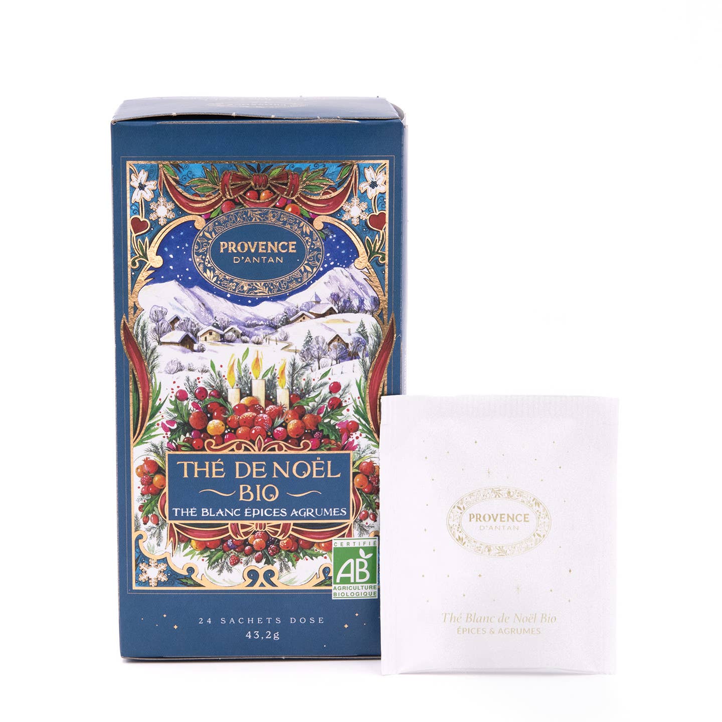 PROVENCE D'ANTAN - Wholesale Health/Detox Tea - White Christmas Tea Organic Spices Citrus Cardboard Box 24 Bags1