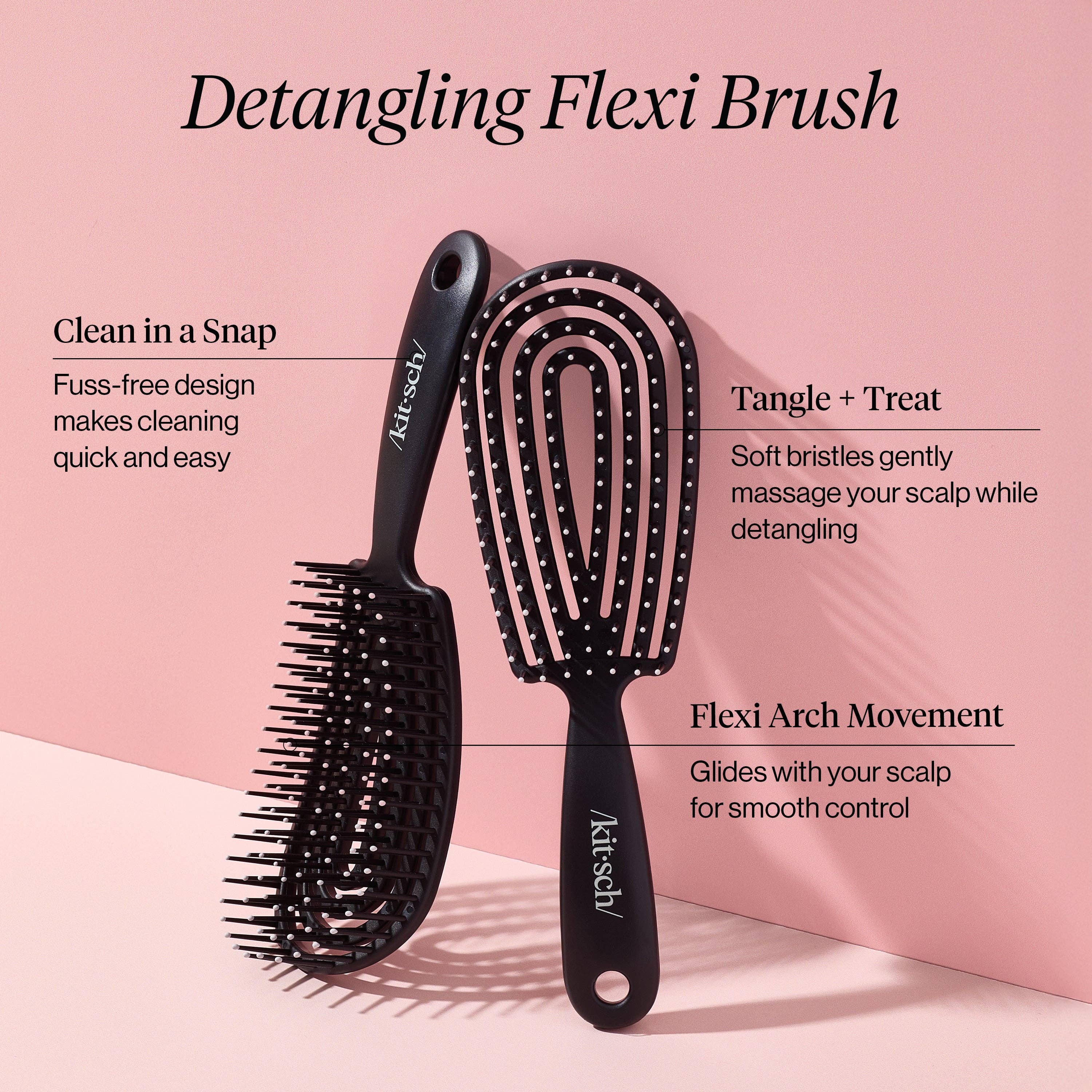 KITSCH - Wholesale Hair Brush/Comb - Detangling Flexi Brush - Black1