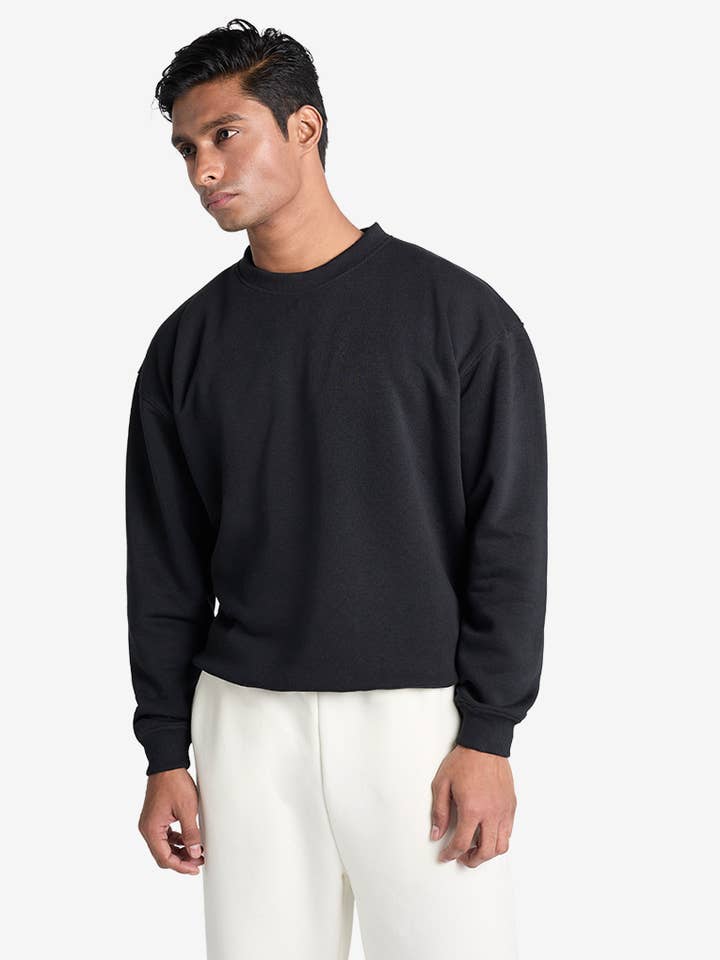 Premium Oversized Drop Shoulder Sweatshirt - Caviar Black for wholesale by Strides Co
