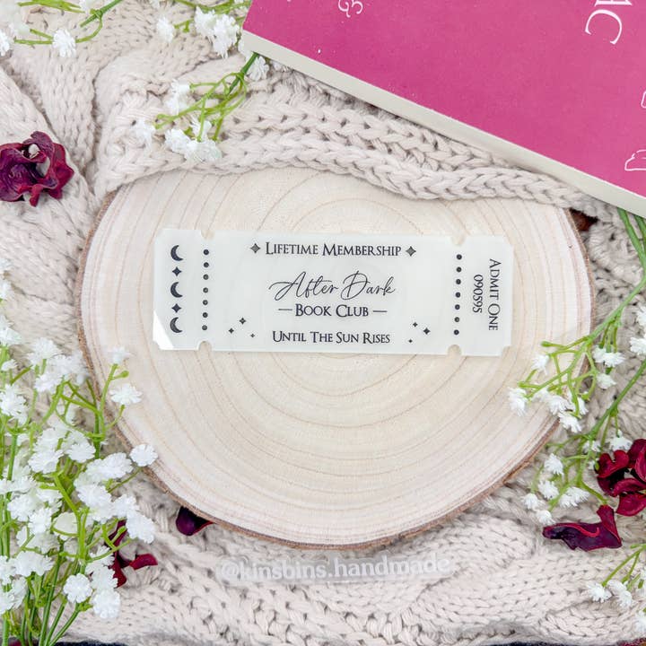 Between The Ink - Wholesale Bookmark - After Dark Book Club Ticket - Glow in the Dark Acrylic Bookmark