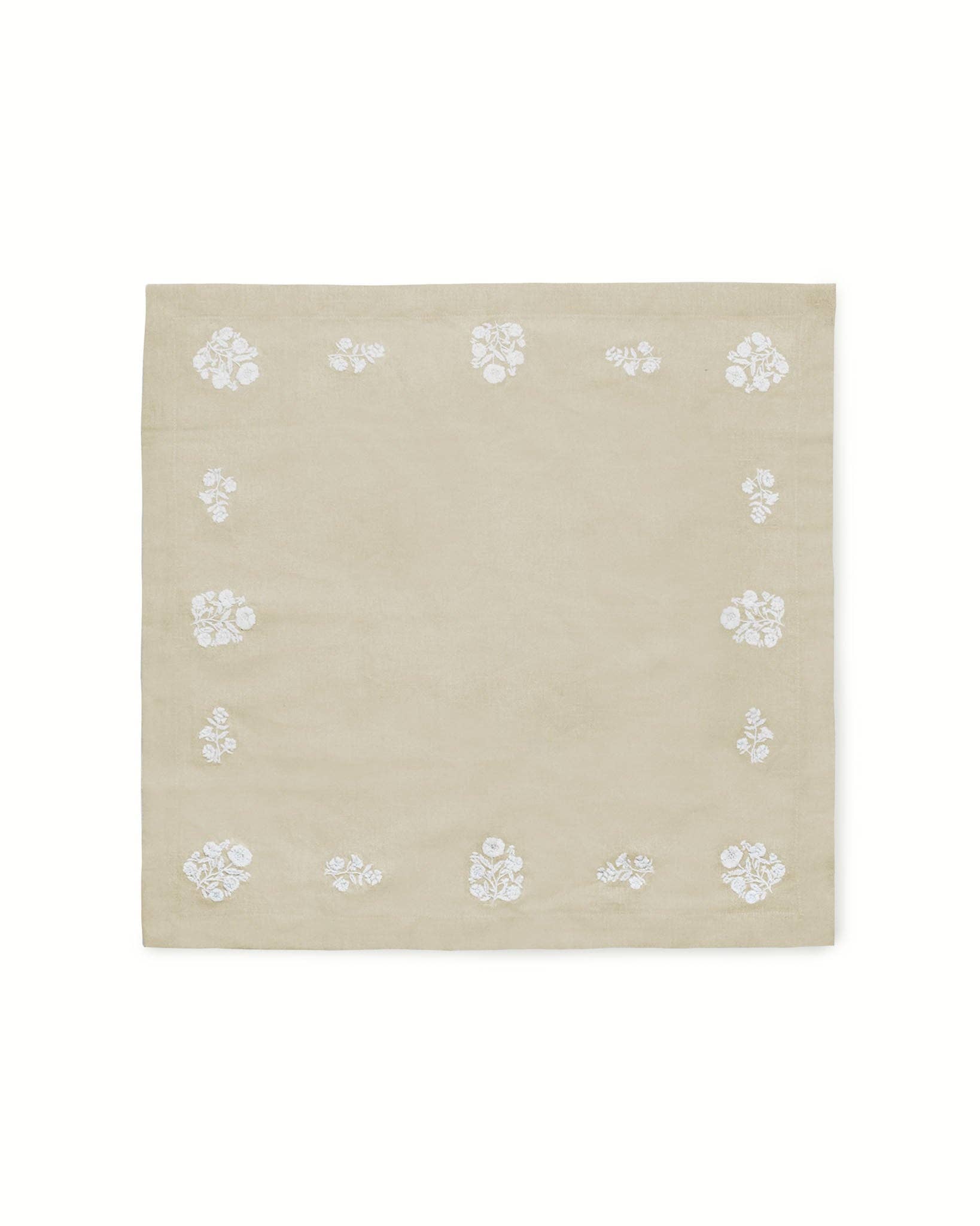 Natural White Embroidered Dinner Napkins in Linen Cotton, Set of Four for wholesale on Faire4