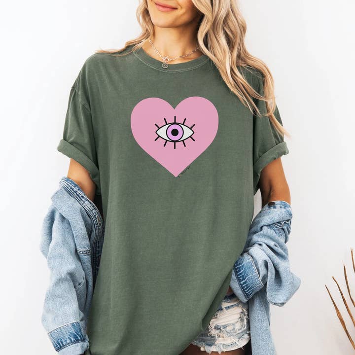 Lunastry - Wholesale Screen printed t-shirt – Women′s - Pink Love Evil Eye Protection T-Shirt Apparel4