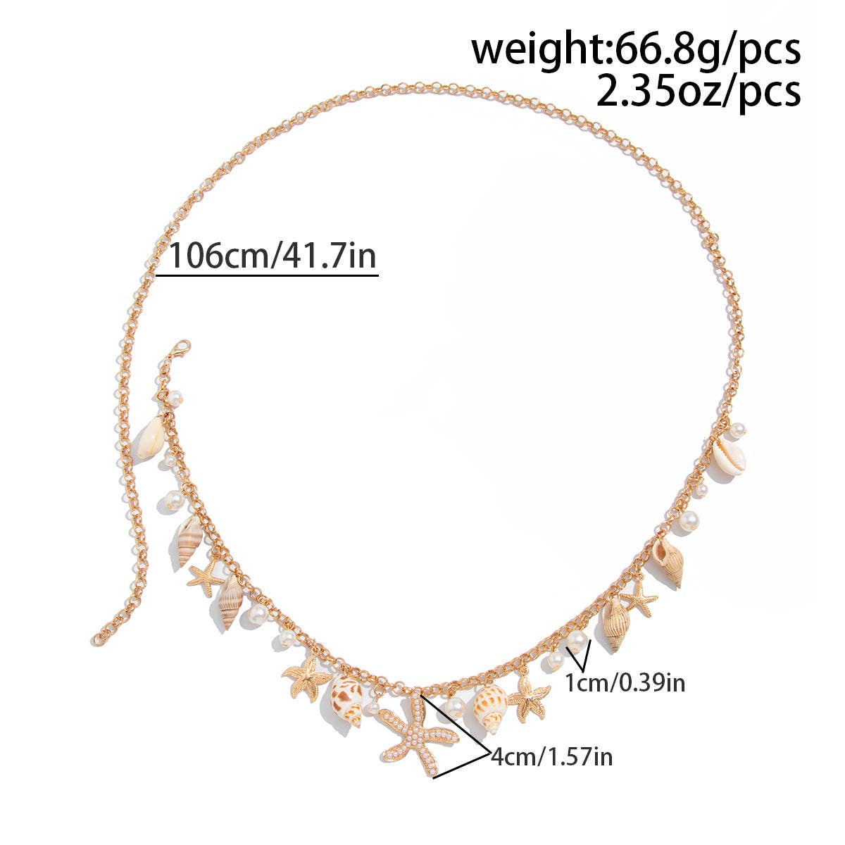 Dipped Shop – wholesale Belt – Women's – Boho Starfish Conch Pendant Waist Chain DP25D73512