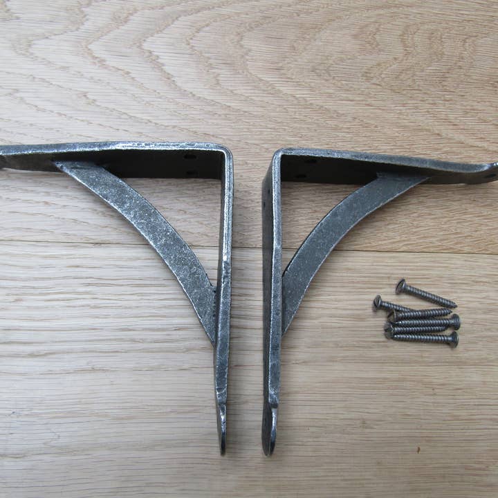 Pair Of Hand Forged Penny End Shelf Brackets 5" for wholesale by IronmongeryWorld