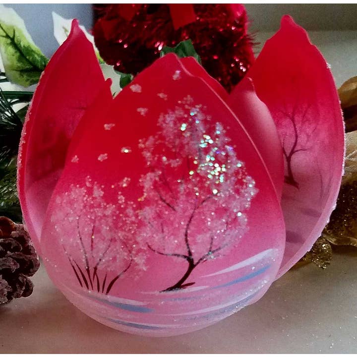 Glass by Iness - Wholesale Candle Holder - White Church In Winter Wonderland Collection - Candle Holder42