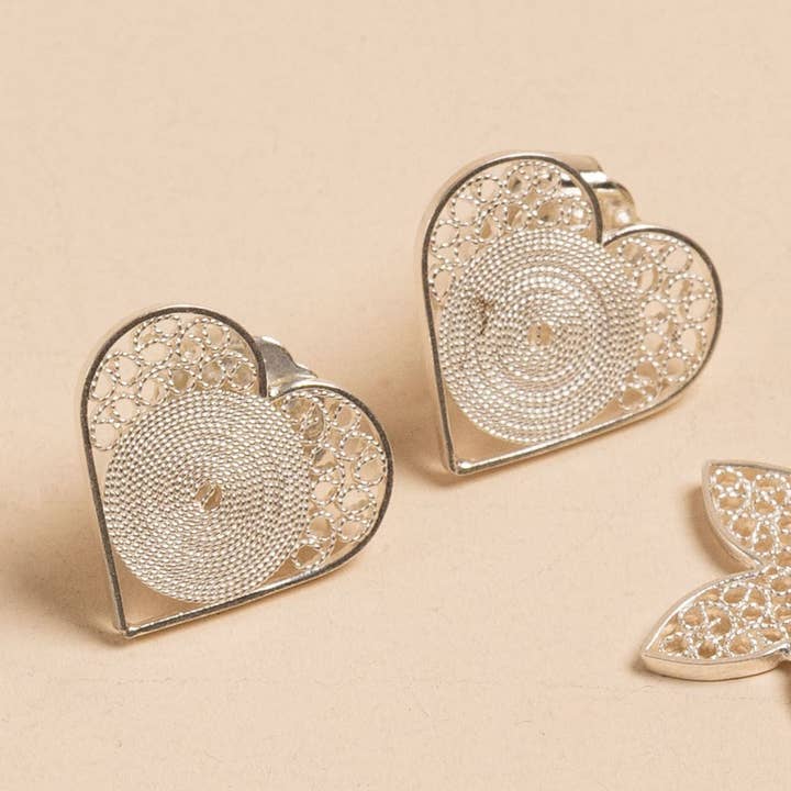 Heart Earrings Studs Silver for wholesale by Alejandra Collective
