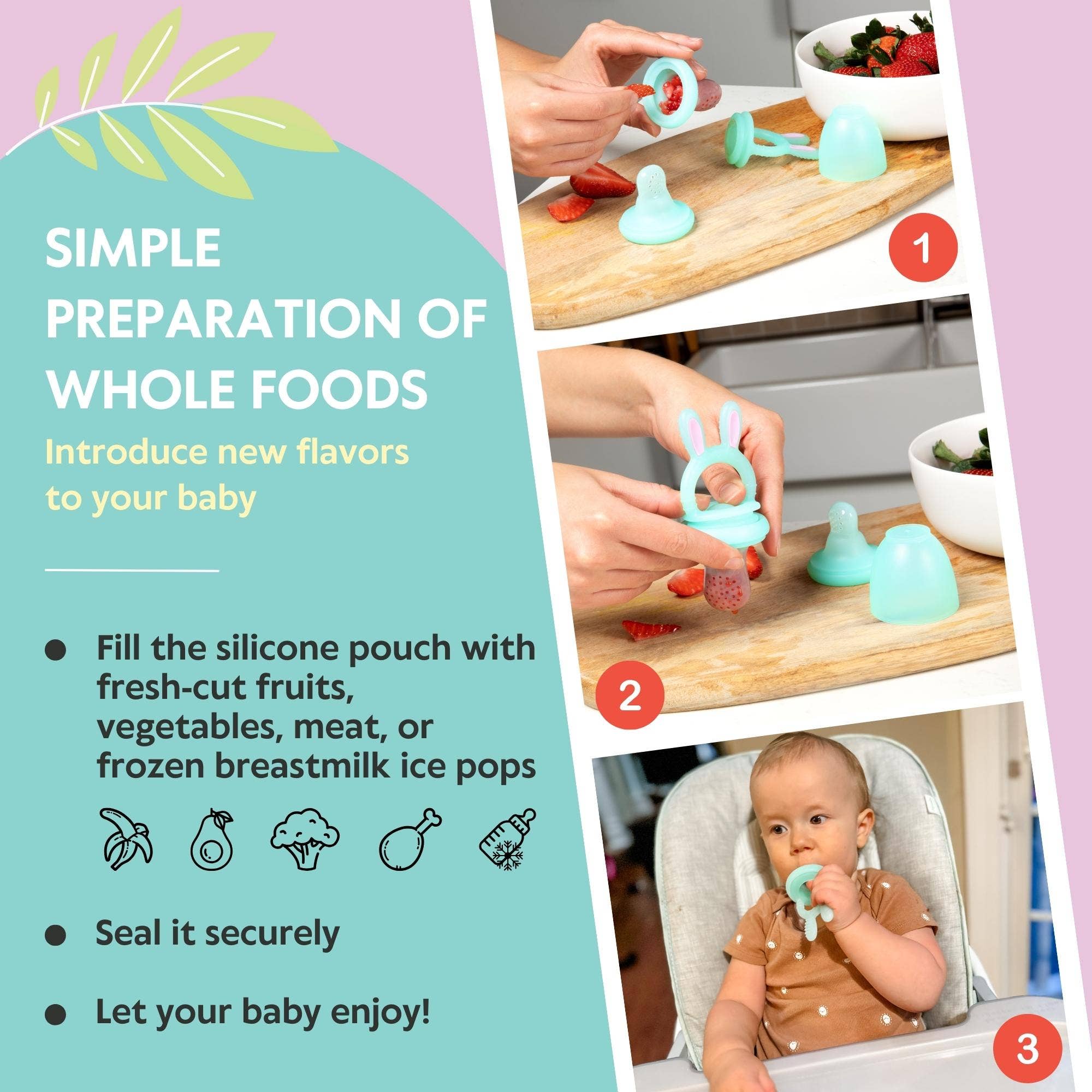 Vesta Baby - Wholesale Feeding Set - Baby - Baby Fruit Feeder Soft Silicone Food Nibbler Teether Set6