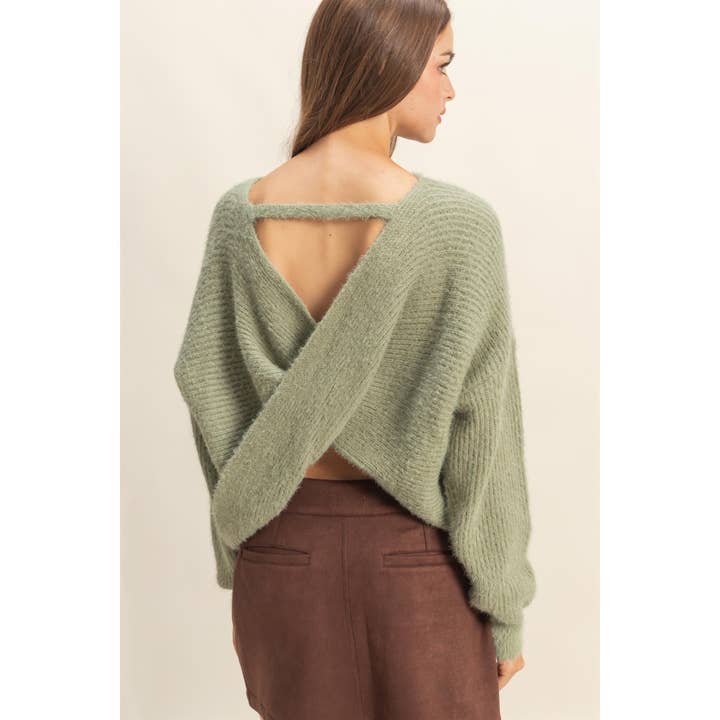 HYFVE - Wholesale Knit Sweater - Women's - Oversized Fuzzy Sweater With Back Twist Detail1