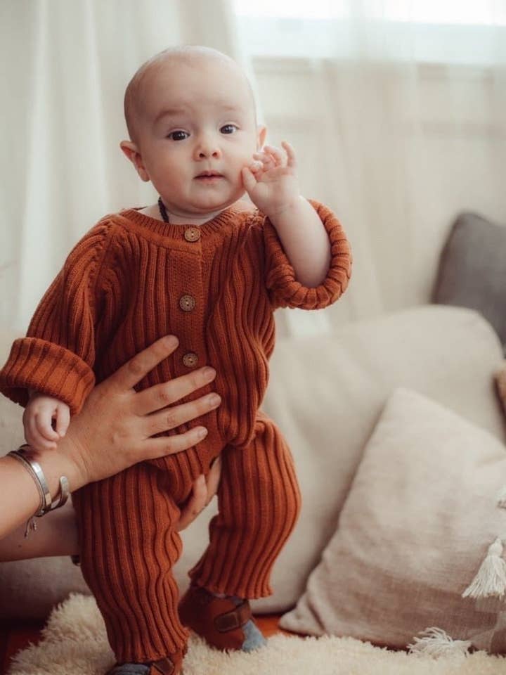 Jepha romper | verbranntes Orange für den Großhandel von Wolfie Kids