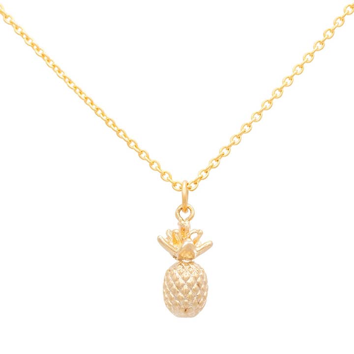 Rebecca Accessories LLC – wholesale Hänge-/berlockhalsband – Ananas Charm Fruktmat hänge Halsband Guld Silver