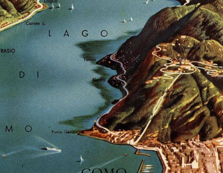 OldCityPrints - Old Maps and Posters - Wholesale Poster - Vintage Poster of Lago Di Como Lake Como Italy Italia | Vintage Map Wall Art Print | Large Poster Print | Home Decor Wall Art2