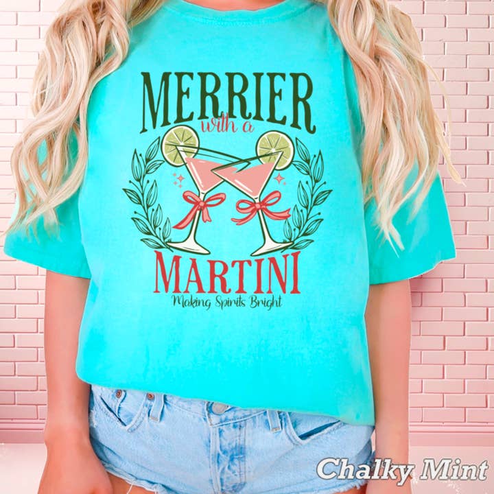 Shoppe SHC - Wholesale T-shirt (graphic) – women's - Merrier Martini Christmas Graphic Tee | Comfort Color21