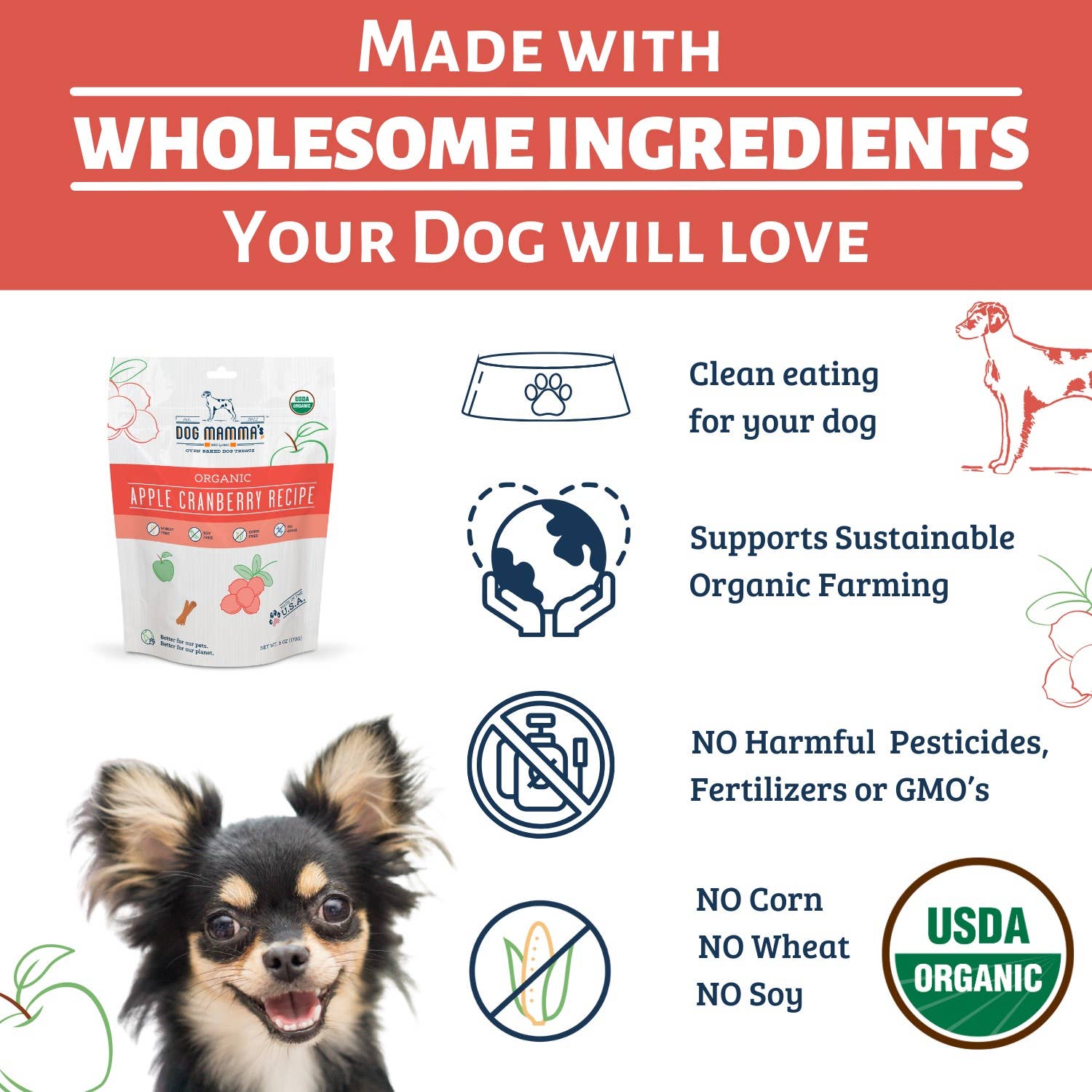 Dog Mamma's LLC - Wholesale Pet Treats - Dog - Organic Apple Cranberry Recipe - Gourmet Dog Treats 2