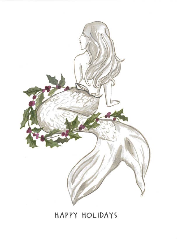 Jessica Frasz Studio - Wholesale Season's Greetings Card - Holiday Mermaid Box Set of Greeting Cards1